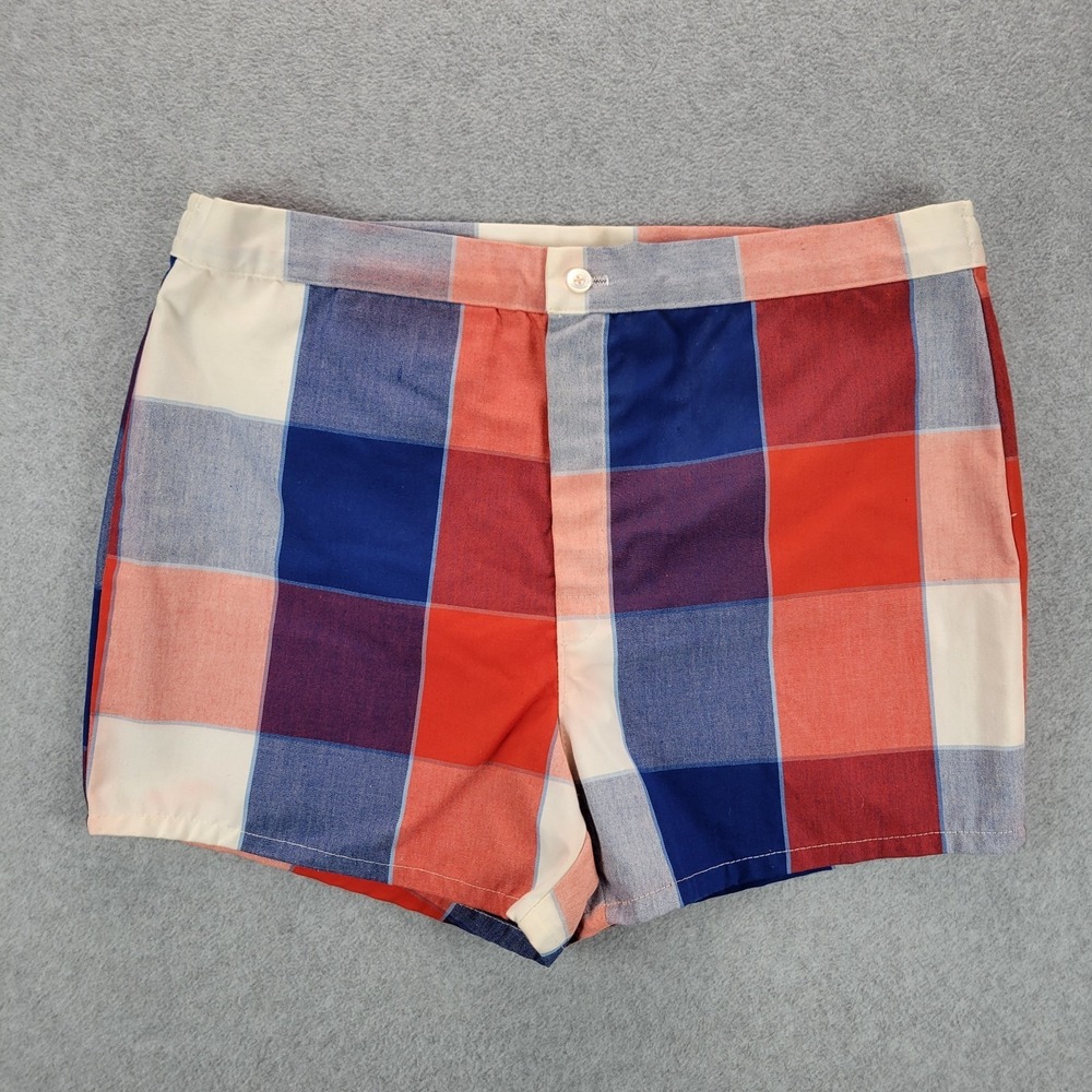 Vintage 60s Catalina California Mens Shorts Plaid‎ Size 38 Talon USA